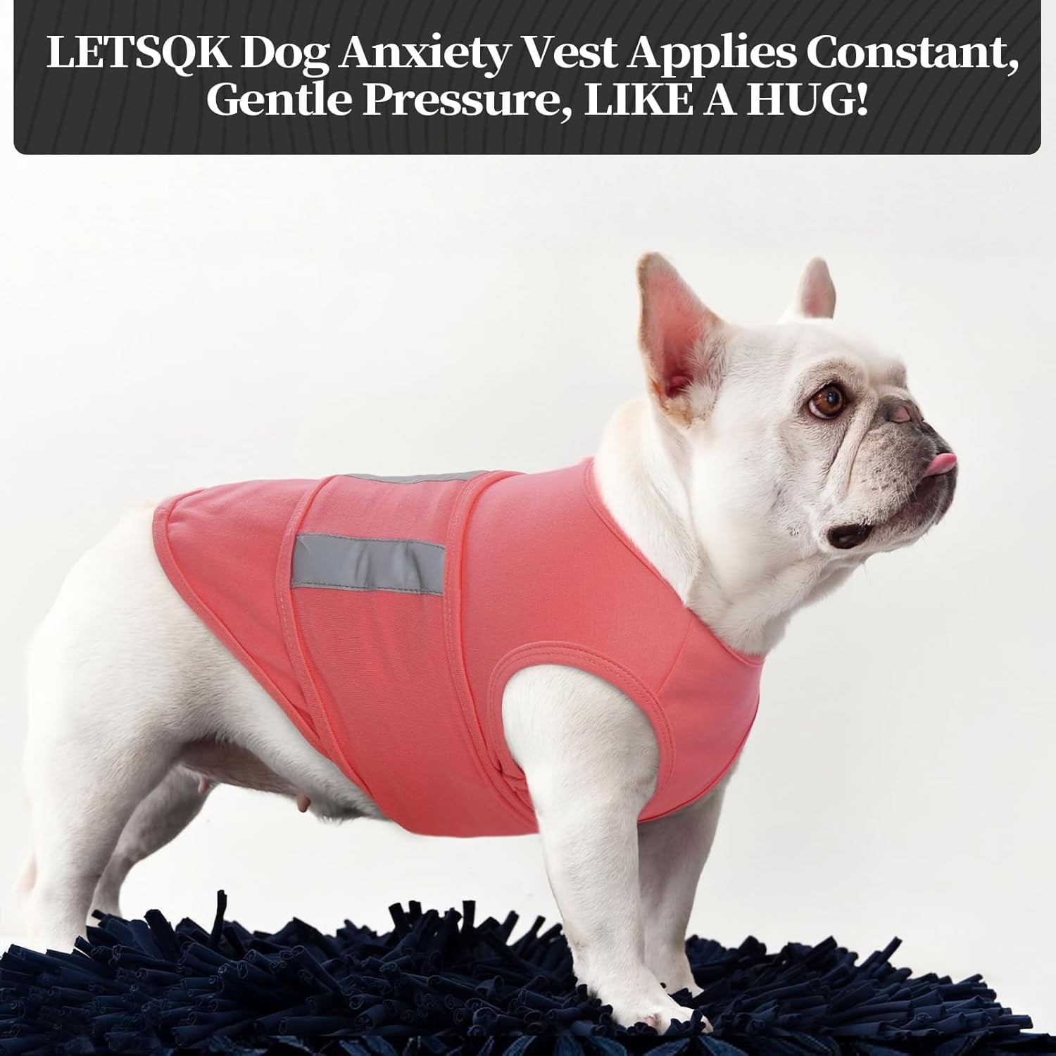 Dog Anxiety Calming Vest, Gentle Compression Anxiety Suit for Dogs, Breathable Dog Calming Wrap for Separation Anxiety, Thunder, Fireworks, Vet Visits, Pink XL