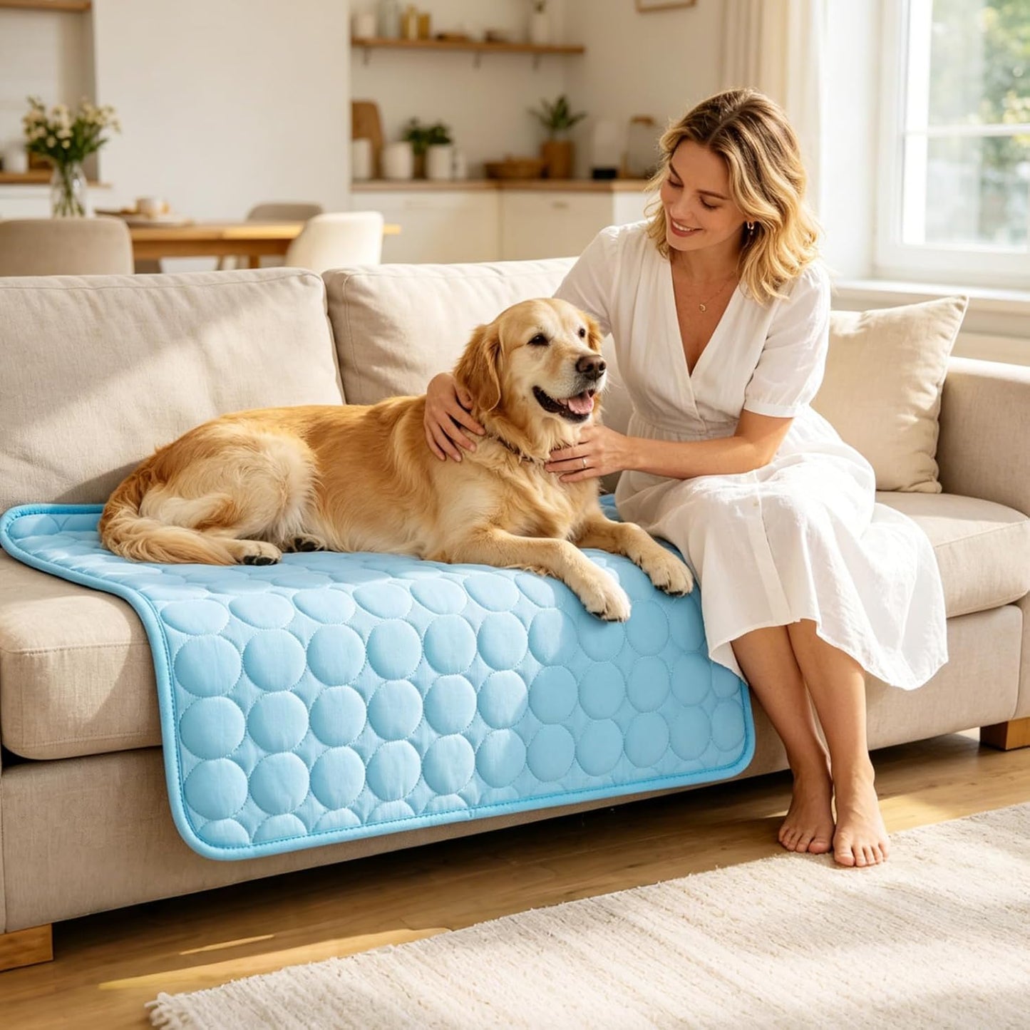 Dog Cooling Mat, Q-Max>0.4 Pet Dog Self Cool Pad, Ice Silk Washable Summer Cooled Mat for Dogs Cats, Kennels, Crates and Beds