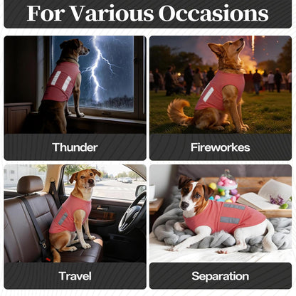 Dog Anxiety Calming Vest, Gentle Compression Anxiety Suit for Dogs, Breathable Dog Calming Wrap for Separation Anxiety, Thunder, Fireworks, Vet Visits, Pink XL